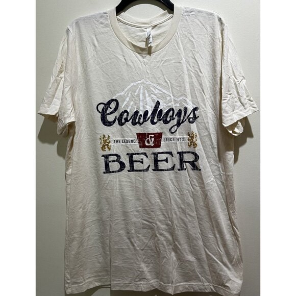 Canvas Tops - Canvas~ “Cowboys  & Beers” T-Shirt ~  Size Large ~ Unisex